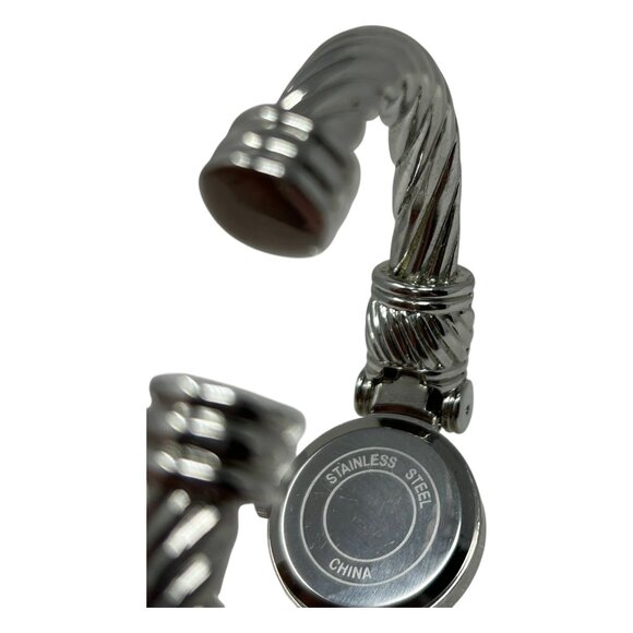 Stainless Steel Silver-Tone Bangle Bracelet Cuff Watch Quartz Movement - Picture 5 of 16